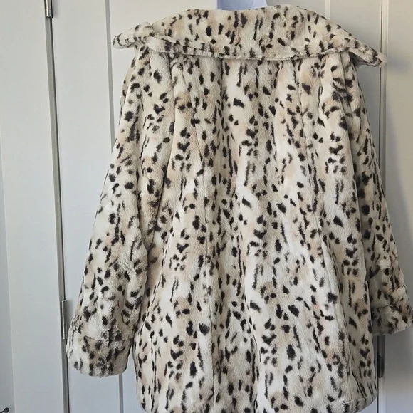 NEW Reversible 2 In 1 Dennis Basso Leopard Print Teddy / Quilted Cream Jacket - Picture 2 of 6